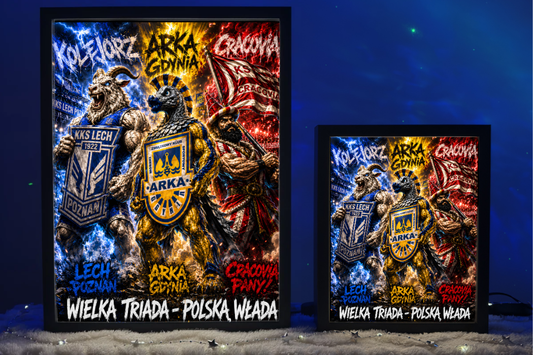 Wielka Triada Prezent dla Kibica Lampka Nocna ObrazoLampka Lech Arka Cracovia 3