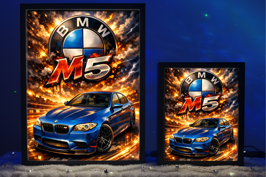 BMW M5 F10 Niebieskie Prezent Lampka Nocna ObrazoLampka 1