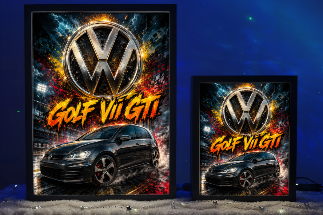 Golf 7 GTI Czarny Prezent dla Faceta Lampka Nocna ObrazoLampka 2