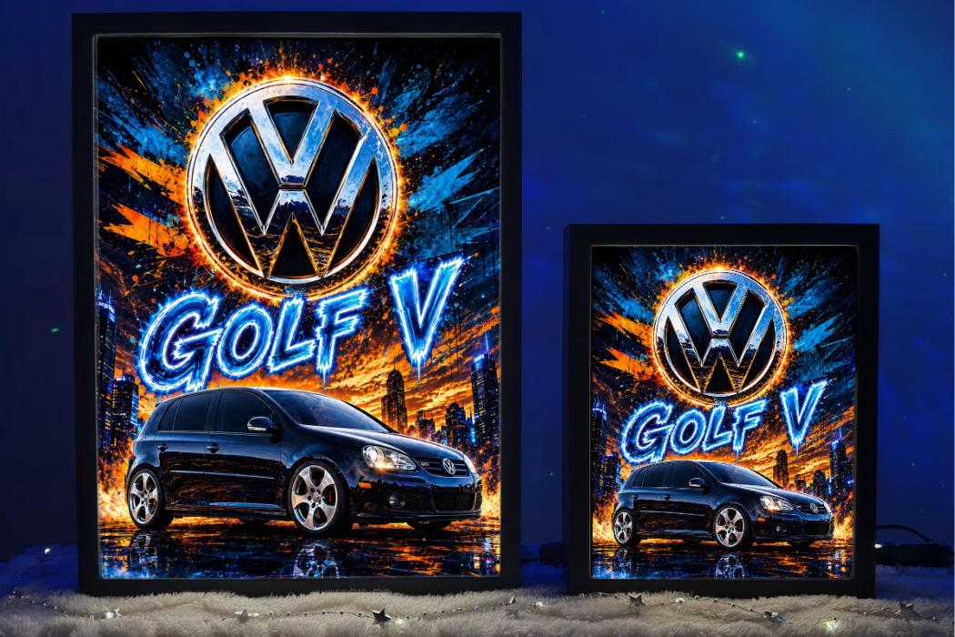 Golf V Czarny Prezent dla Faceta Lampka Nocna ObrazoLampka 1