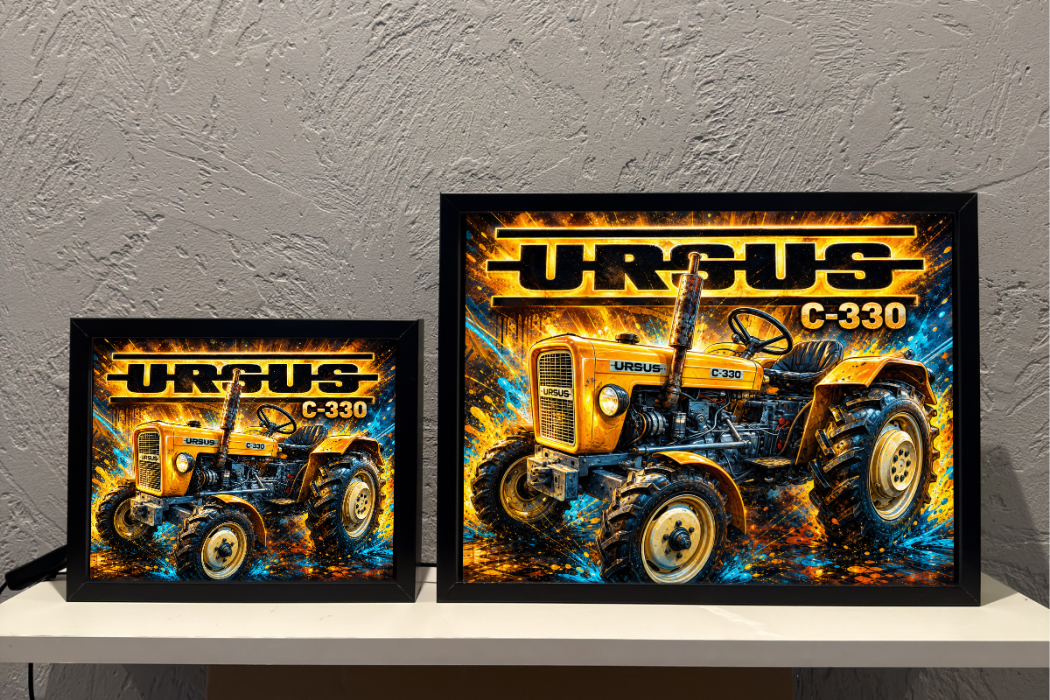 Traktor Ursus C-330 c330 Żółty Lampka Nocna Pomysł na Prezent Obrazolampka 1
