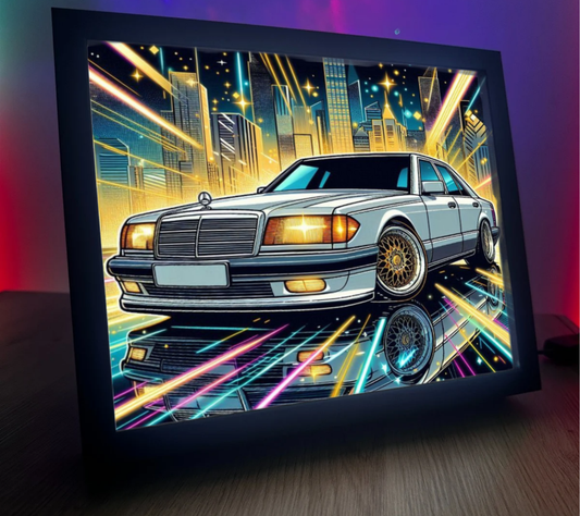 Obrazo lampka Mercedes biały