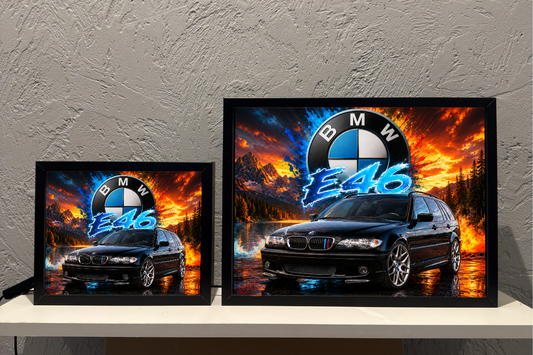 BMW E46 Touring Czarny Góry Prezent dla Faceta Lampka Nocna ObrazoLampka