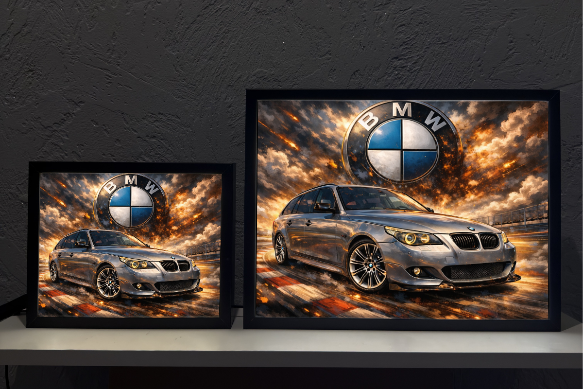 ObrazoLampka Prezent Lampka Nocna BMW E61 srebrne 2