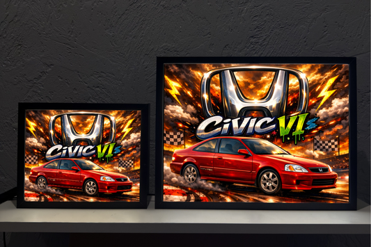 Honda Civic VI Coupe czerwone Prezent Lampka Nocna ObrazoLampka 1