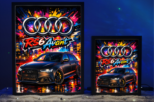 Audi RS6 Avant Czarne Prezent Lampka Nocna ObrazoLampka 1