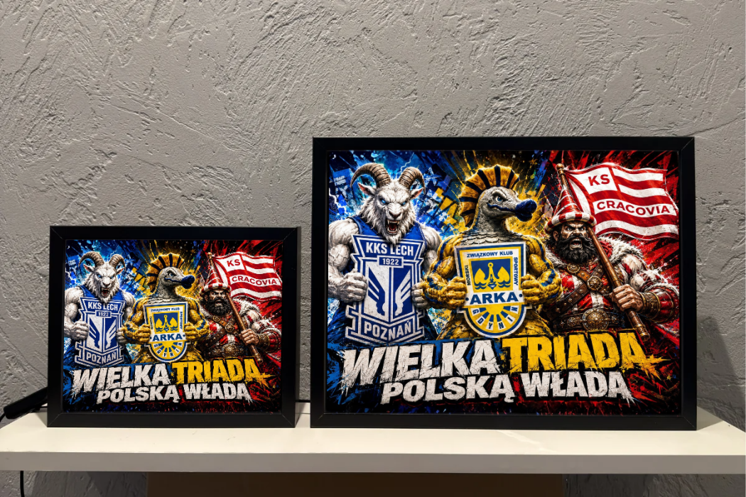 Wielka Triada Prezent dla Kibica Lampka Nocna ObrazoLampka Lech Arka Cracovia 2