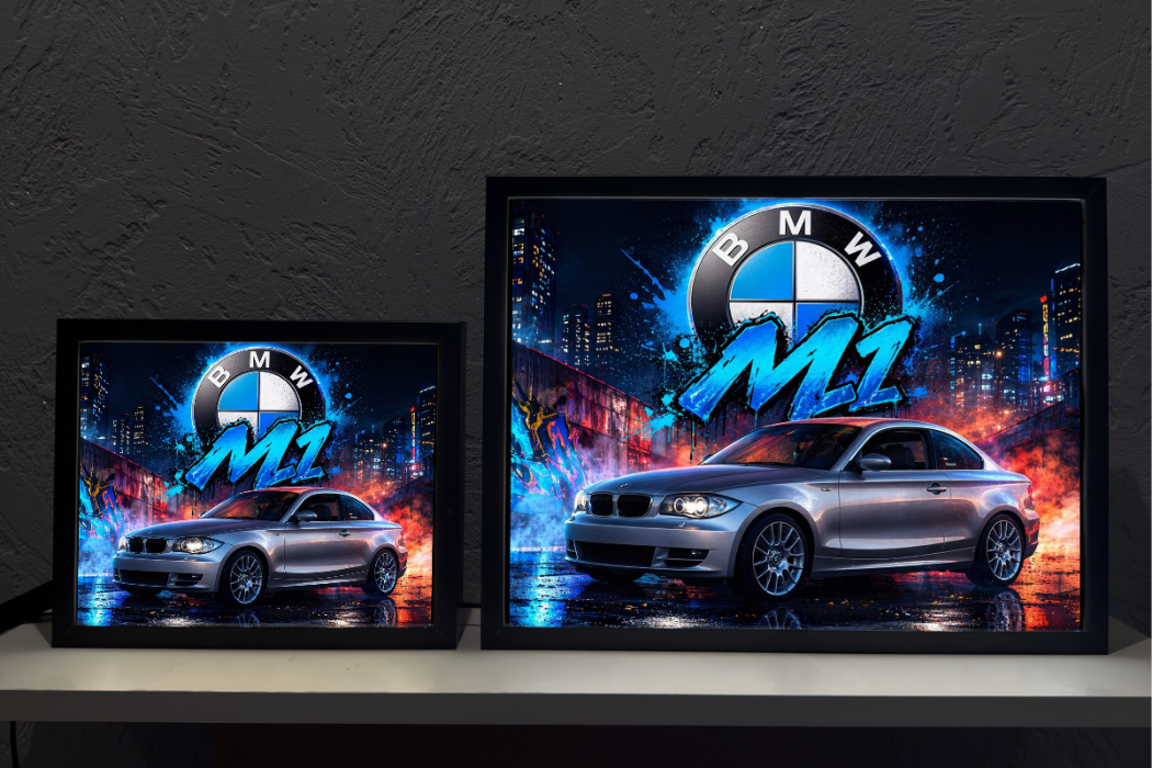 BMW M1 Białe Nocne Miasto Prezent Lampka Nocna ObrazoLampka 1
