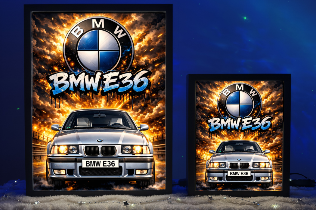 Prezent Dla Fana BMW E36 Lampka Nocna ObrazoLampka Front Srebrne 1