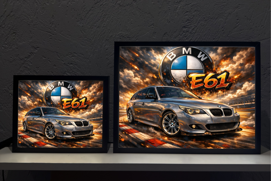 ObrazoLampka Prezent Lampka Nocna BMW E61 srebrne 1