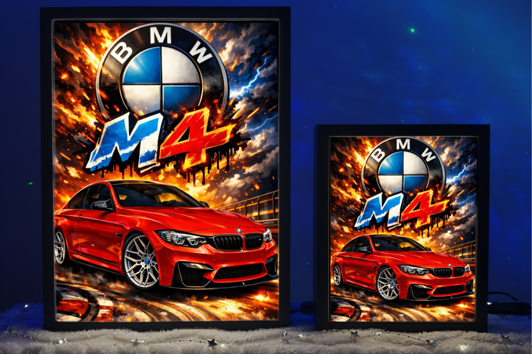 ObrazoLampka Prezent Lampka Nocna BMW M4 F82 Czerwone
