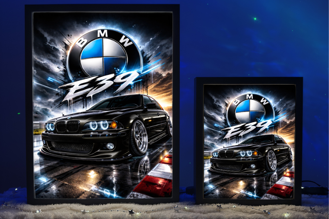 ObrazoLampka Prezent Lampka Nocna Plakat BMW E39 Czarne 1