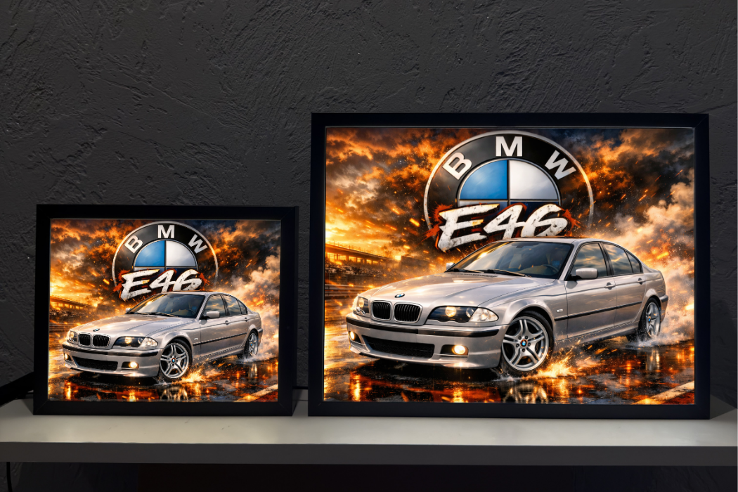 ObrazoLampka Prezent Lampka Nocna BMW e46 srebrne szare 1