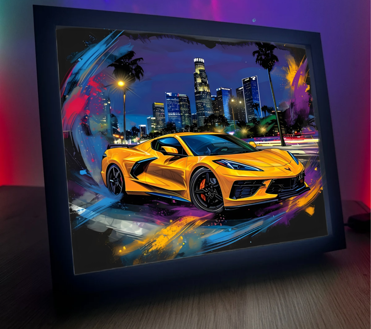 Obrazolampka Na prezent Chevrolet Corvette żółta