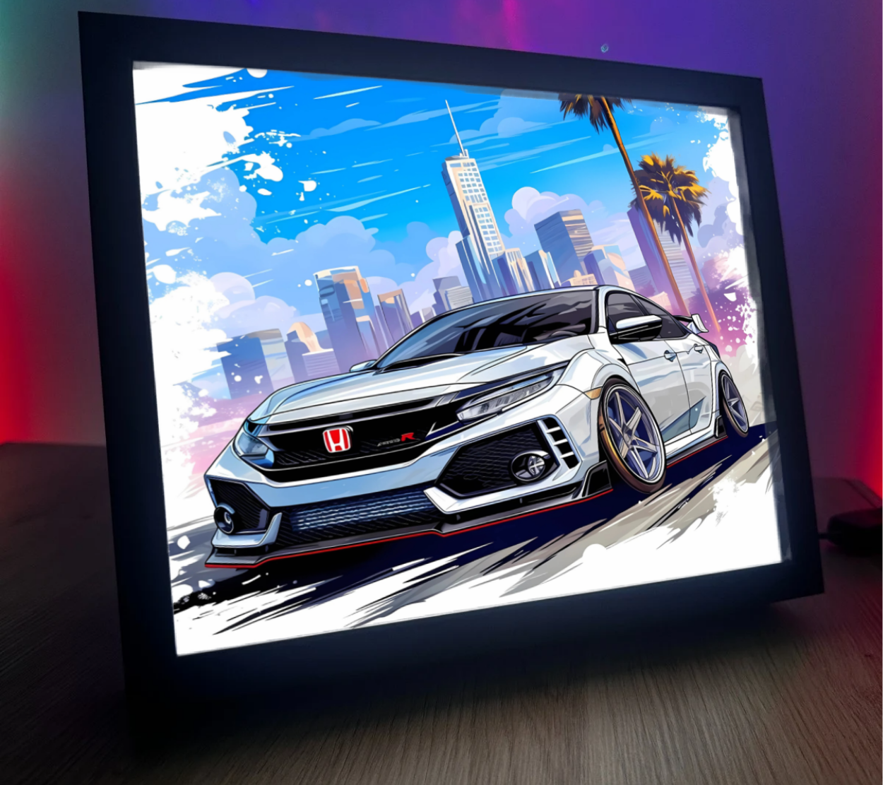 Obrazolampka Na prezent Honda Civic Biała