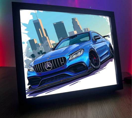 Obrazolampka Na prezent Mercedes miasto niebieski