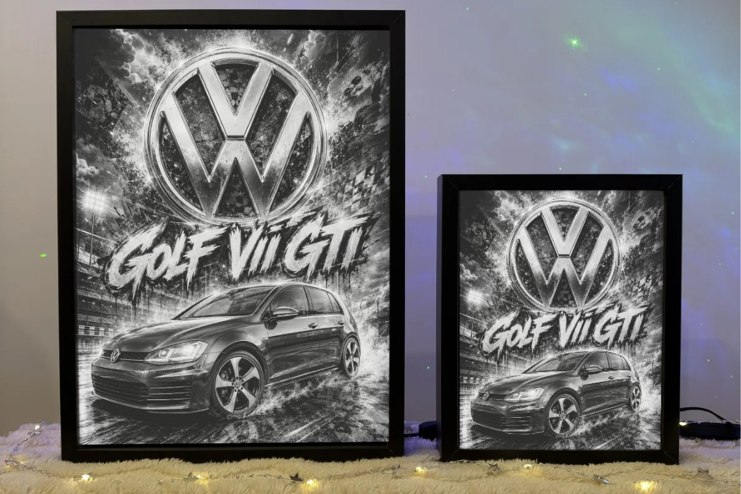 Golf 7 GTI Czarny Prezent dla Faceta Lampka Nocna ObrazoLampka 2