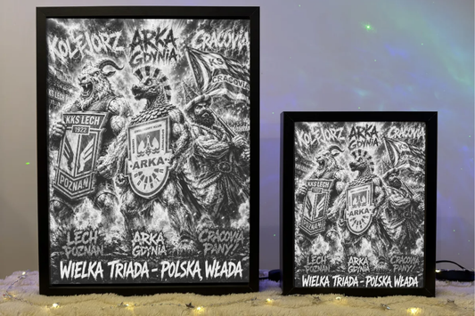 Wielka Triada Prezent dla Kibica Lampka Nocna ObrazoLampka Lech Arka Cracovia 3