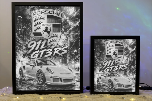 Porsche 911 GT3 RS Pomarańczowe Prezent dla Faceta Lampka Nocna ObrazoLampka 2