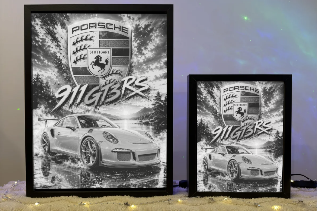 Porsche 911 GT3 RS Pomarańczowe Prezent dla Faceta Lampka Nocna ObrazoLampka 1