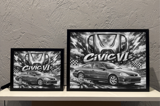 Honda Civic VI Coupe czerwone Prezent Lampka Nocna ObrazoLampka 1