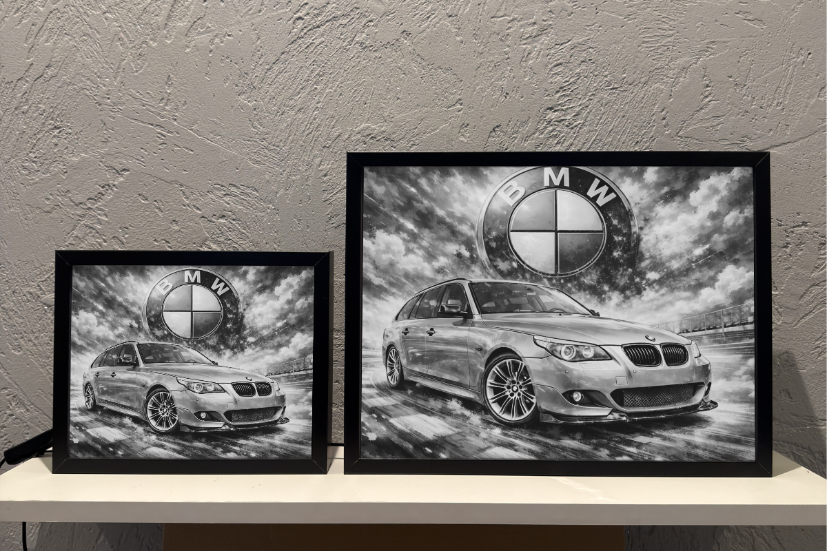 ObrazoLampka Prezent Lampka Nocna BMW E61 srebrne 2