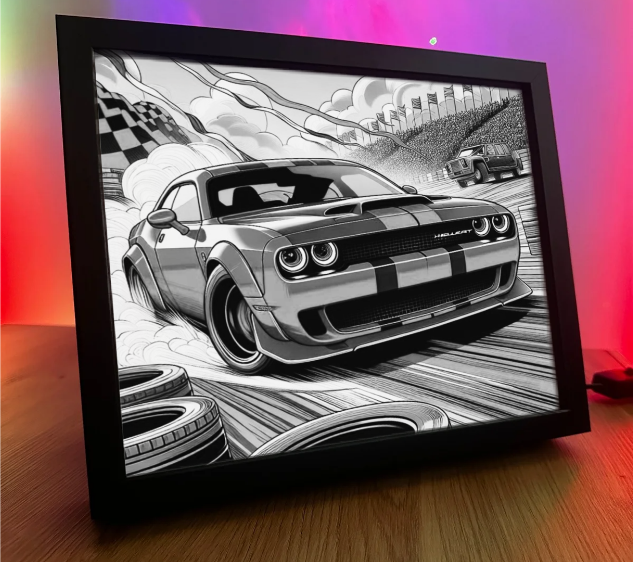 Obrazo lampka Dodge Chellenger Czerwony