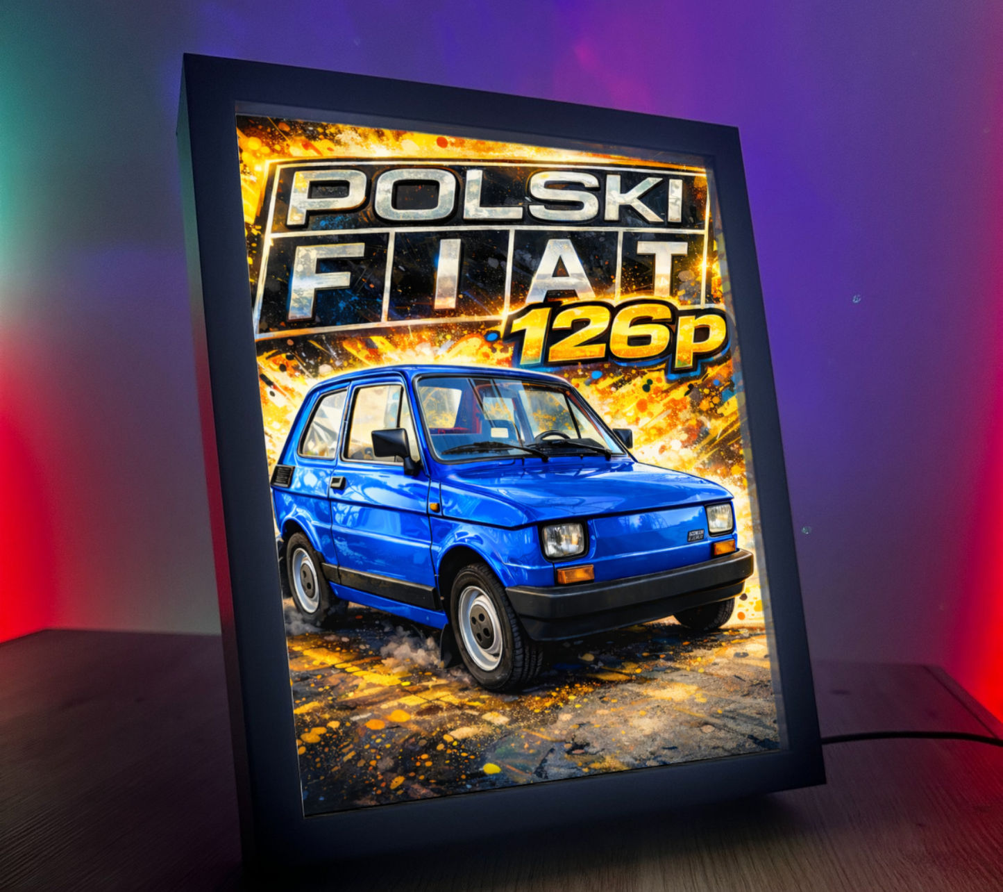 ObrazoLampka Maluch Polski Fiat 126p Niebieski