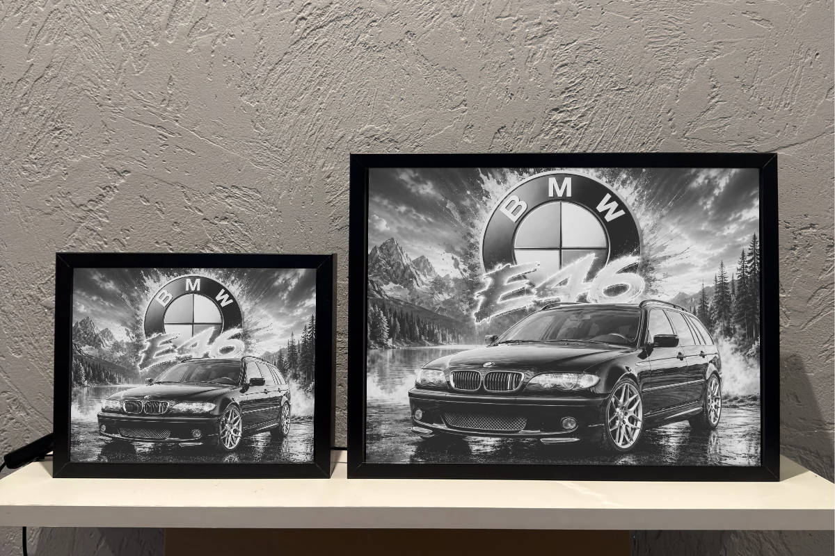 BMW E46 Touring Czarny Góry Prezent dla Faceta Lampka Nocna ObrazoLampka