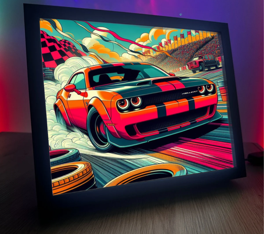 Obrazo lampka Dodge Chellenger Czerwony