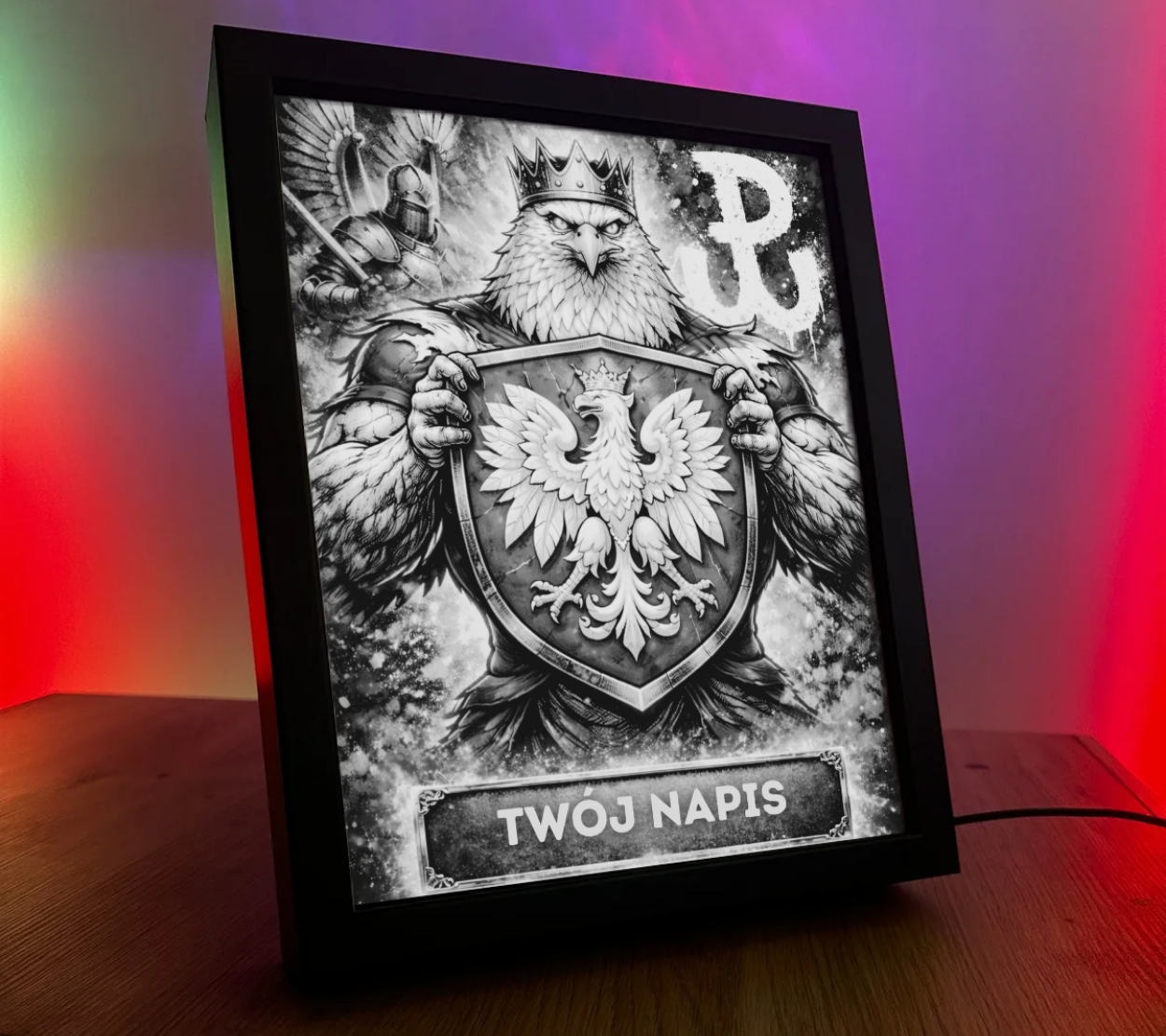 ObrazoLampka Polska Orzeł Własny napis 5