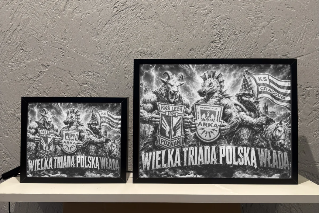 Wielka Triada Prezent dla Kibica Lampka Nocna ObrazoLampka Lech Arka Cracovia 1