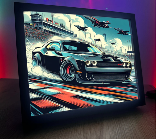 Obrazo lampka Dodge Chellenger czarny