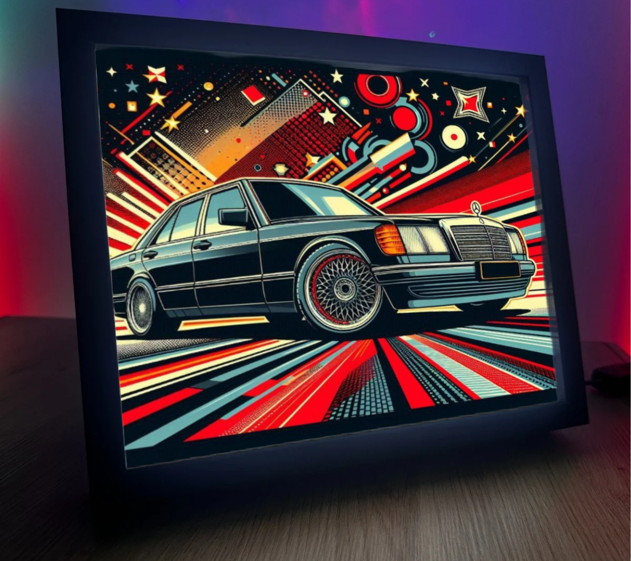 Obrazo lampka Mercedes czarny