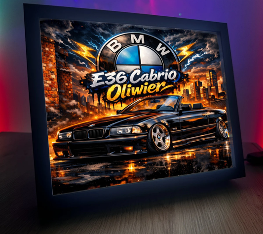 ObrazoLampka BMW E36 Cabrio Czarne Własny napis 1