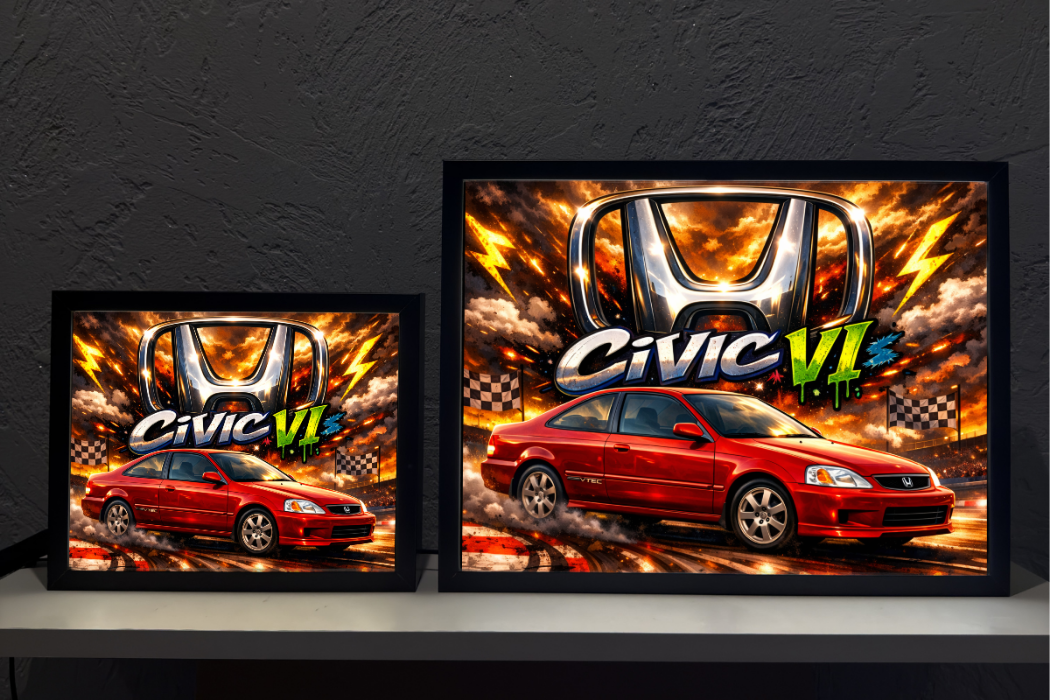 Honda Civic VI Coupe czerwone Prezent Lampka Nocna ObrazoLampka 1
