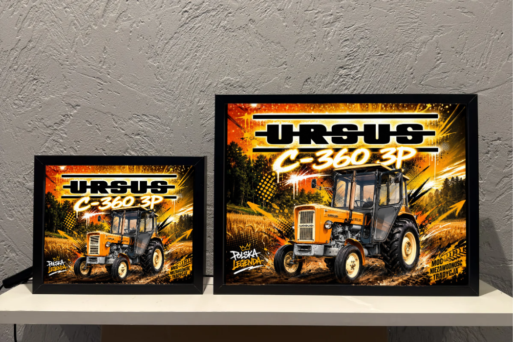 Traktor Ursus c360 3P c-360 żółty Lampka Nocna Pomysł na Prezent Obrazolampka 1