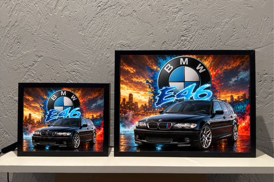 BMW E46 Touring Czarny miasto Prezent dla Faceta Lampka Nocna ObrazoLampka