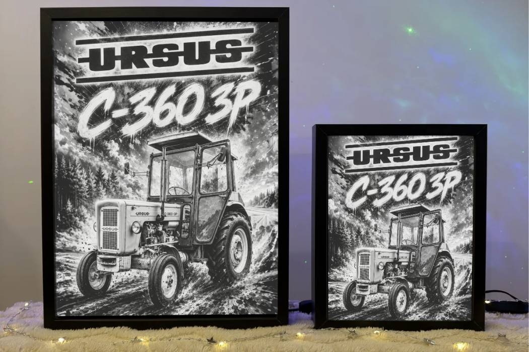 Traktor Ursus c360 3P c-360 żółty Lampka Nocna Pomysł na Prezent Obrazolampka 2