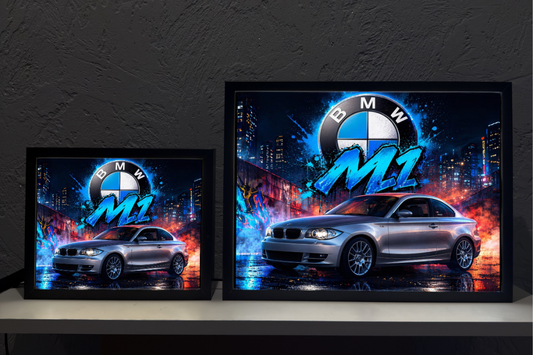 BMW M1 Białe Nocne Miasto Prezent Lampka Nocna ObrazoLampka 1