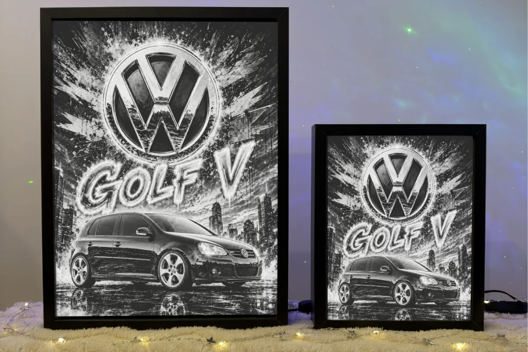 Golf V Czarny Prezent dla Faceta Lampka Nocna ObrazoLampka 1