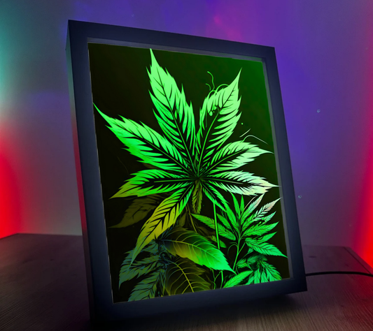 Obrazo lampka Liść marihuany zielony