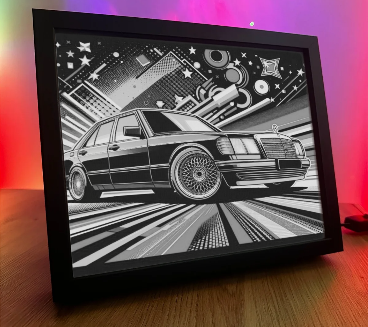 Obrazo lampka Mercedes czarny