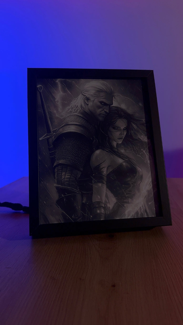 Obrazo Lampka The Witcher Wiedźmin Geralt Yennefer 3