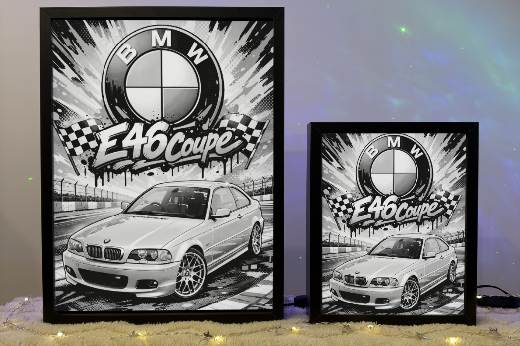 ObrazoLampka Prezent Lampka Nocna BMW E46 Coupe Srebrne 2