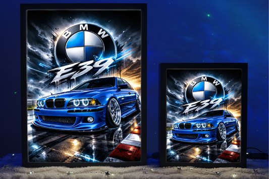 ObrazoLampka Prezent Lampka Nocna Plakat BMW E39 Niebieska 1