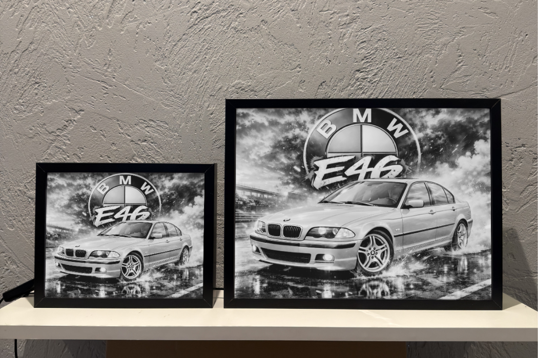 ObrazoLampka Prezent Lampka Nocna BMW e46 srebrne szare 1