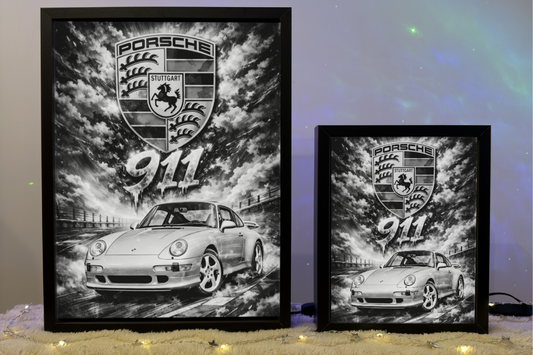 ObrazoLampka Prezent Lampka Nocna Porsche 911 Srebrne 1