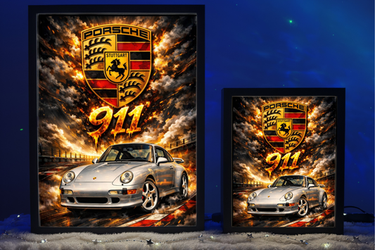 ObrazoLampka Prezent Lampka Nocna Porsche 911 Srebrne 1