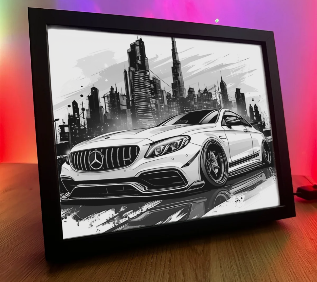 Obrazolampka Na prezent Mercedes Biały